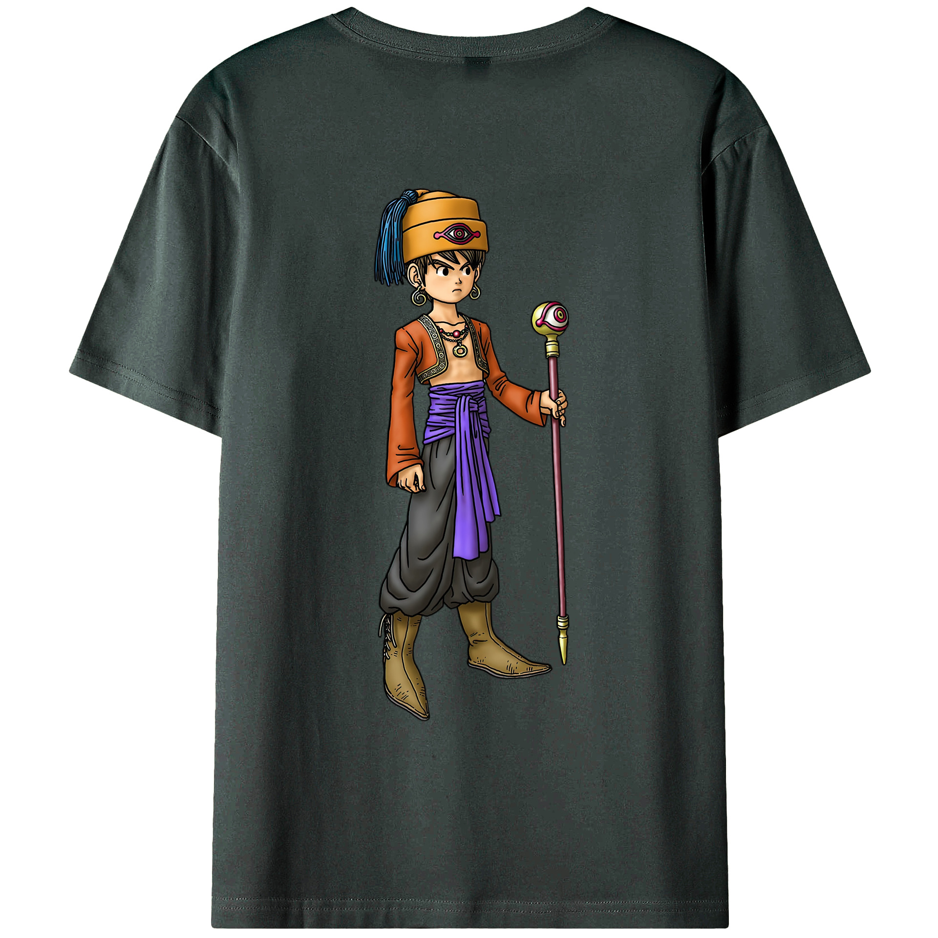（画像用） ドラゴンクエスト Doragon Kuesuto Dragon Quest 綿100％ メンズ半袖Tシャツ（バックプリント） 通気性
